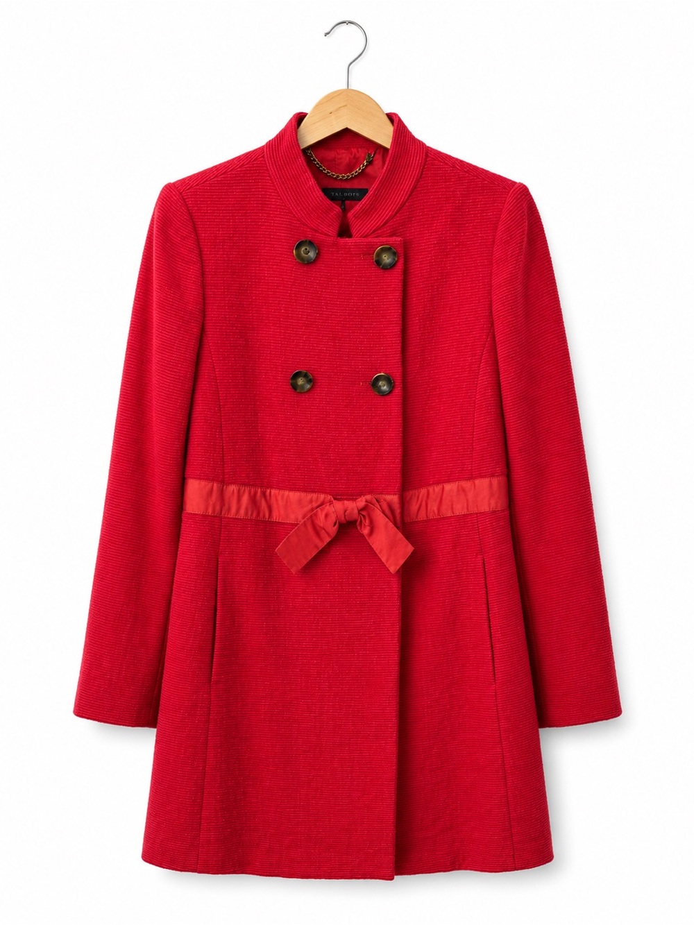 Marc by Marc Jacobs Red Double Breasted Wool Pea Coat Bow Waist Medium Preppy